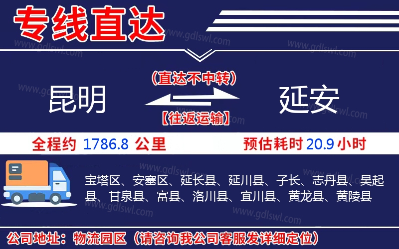 昆明到延安物流公司