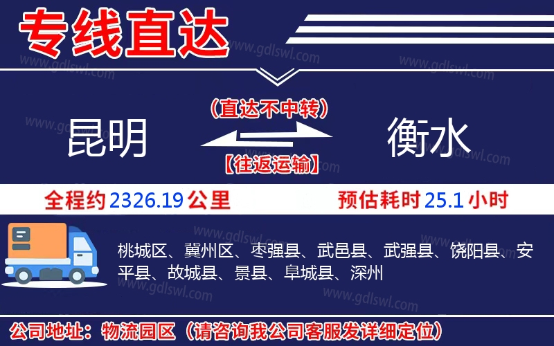 昆明到衡水物流公司